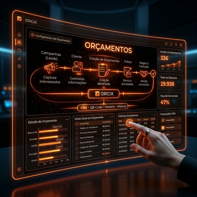 Ilustração Orcix de orçamentos centralizados com estados.